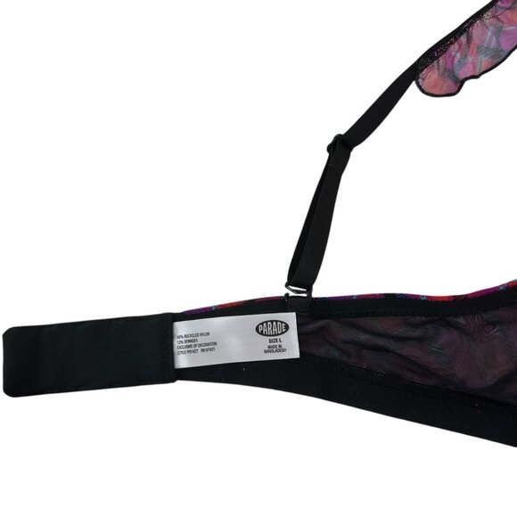 Parade Women Silky Mesh Plaid Push-Up Bra SZ L Flutter T-Shirt Straps - Picture 3 of 8